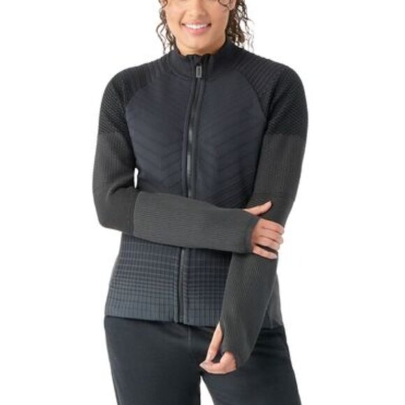 Women Smartwool Intraknit Merino Insulated Jacket in Black Gray Size Extra Large - Picture 1 of 10